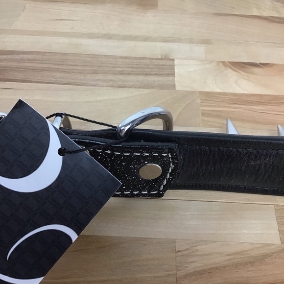 Mad Cow genuine leather Punk Rock dog collar handmade black dark silver studs - Picture 8 of 14